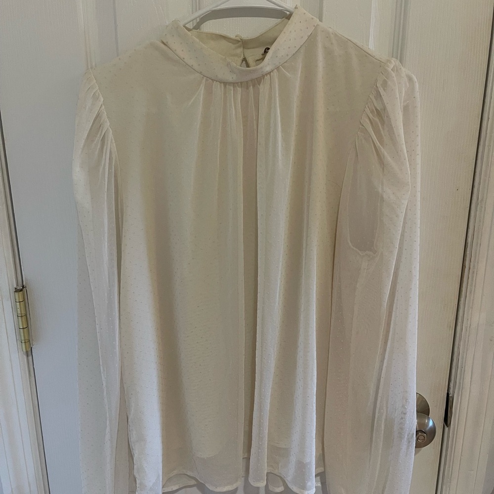 LOFT Cream Blouse with polka dots